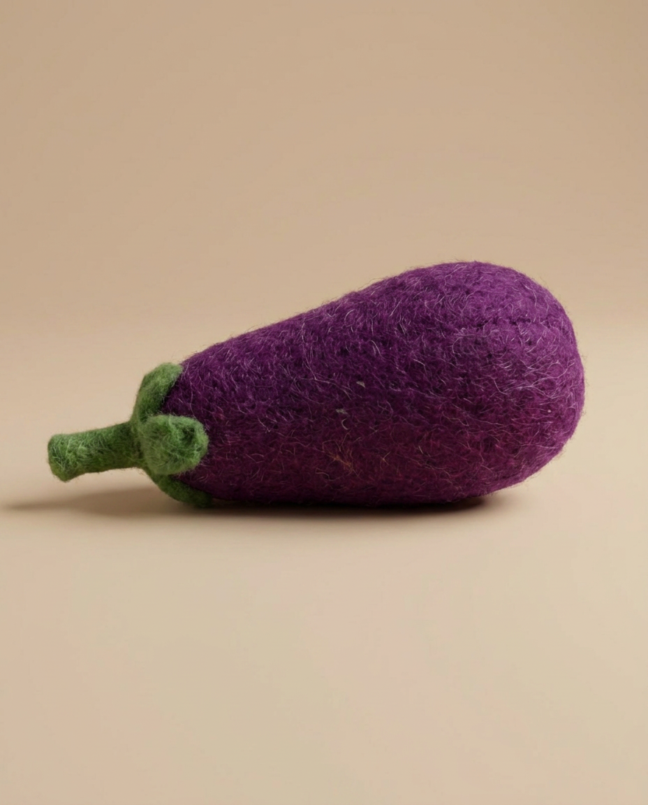 Felt Eggplant play food by Kaddu, ideal Montessori pretend cooking toy