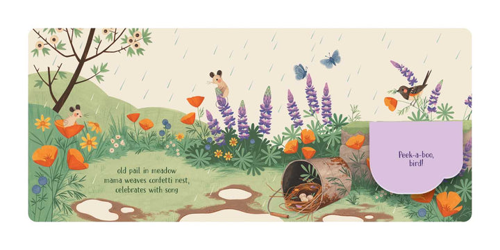 Back cover of Peek-A-Boo Haiku lift-the-flap board book by Danna Smith
