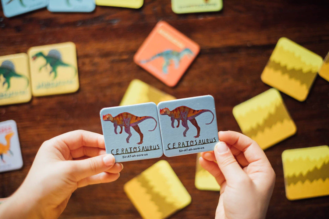 eeBoo Dinosaurs Little Memory Game 18 matching tile pairs for kids ages 3 and up