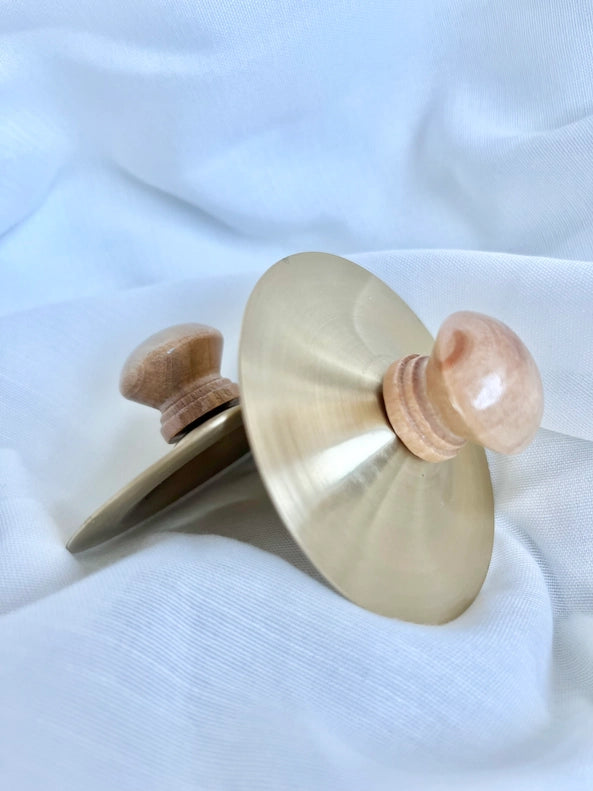 A detailed look at the All Wooden Elements Pair of 2 Petit Cymbals, making them a sweet choice for musical toys for babies.