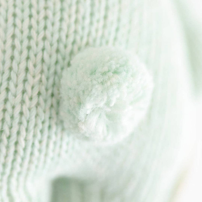 detailed photo of tail on cuddle+kind baby mint bunny knit cotton stuffy