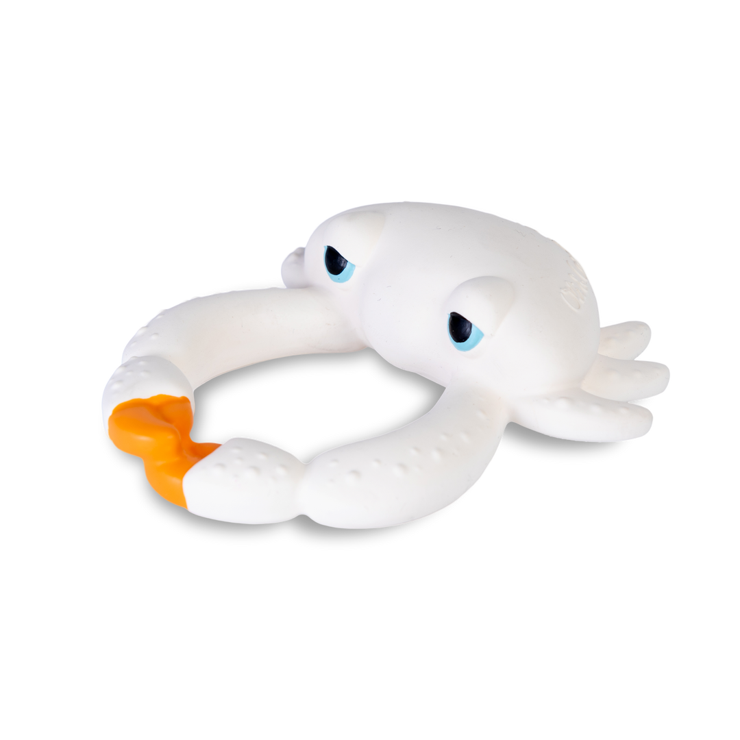 Oli & CarolÕs Sharon the Crab soothes baby gums as a fun teether.