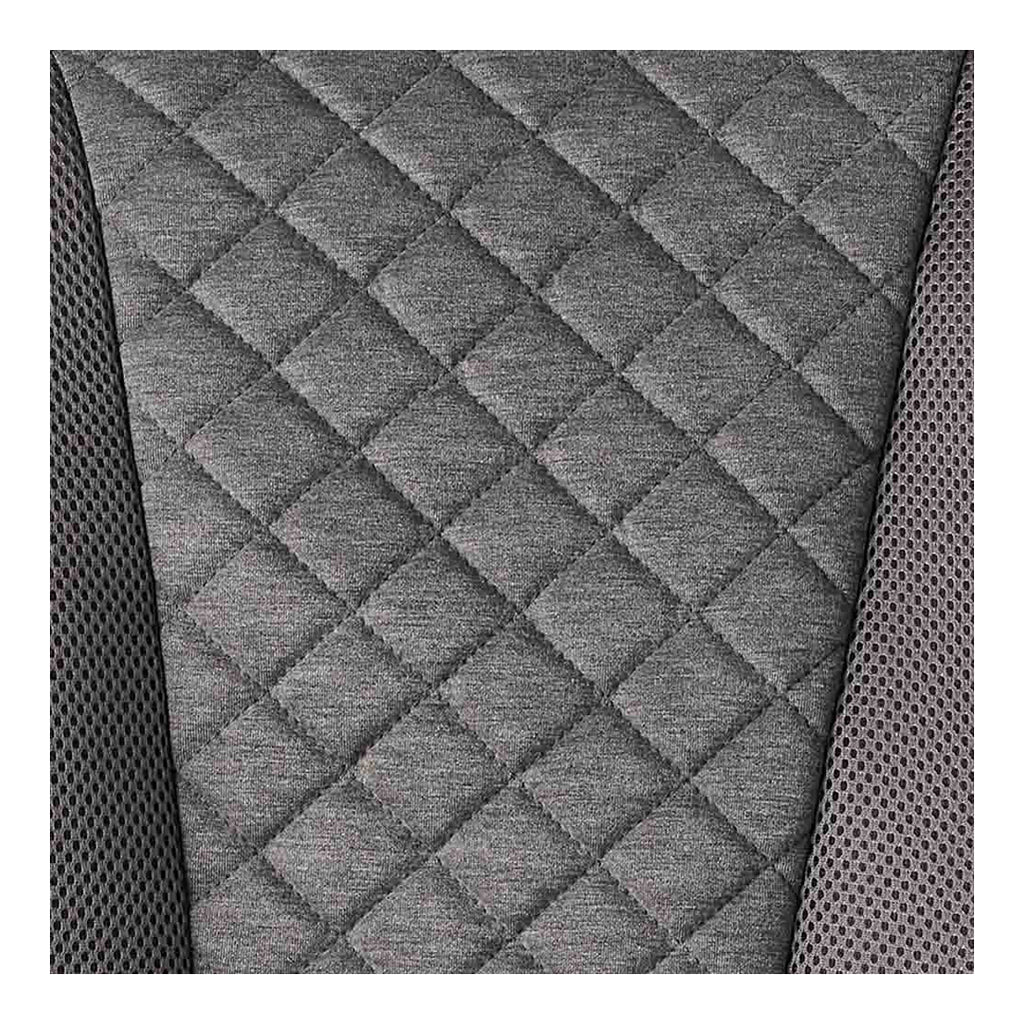 Up close of charcoal grey fabric on Ergobaby Evolve baby bouncer