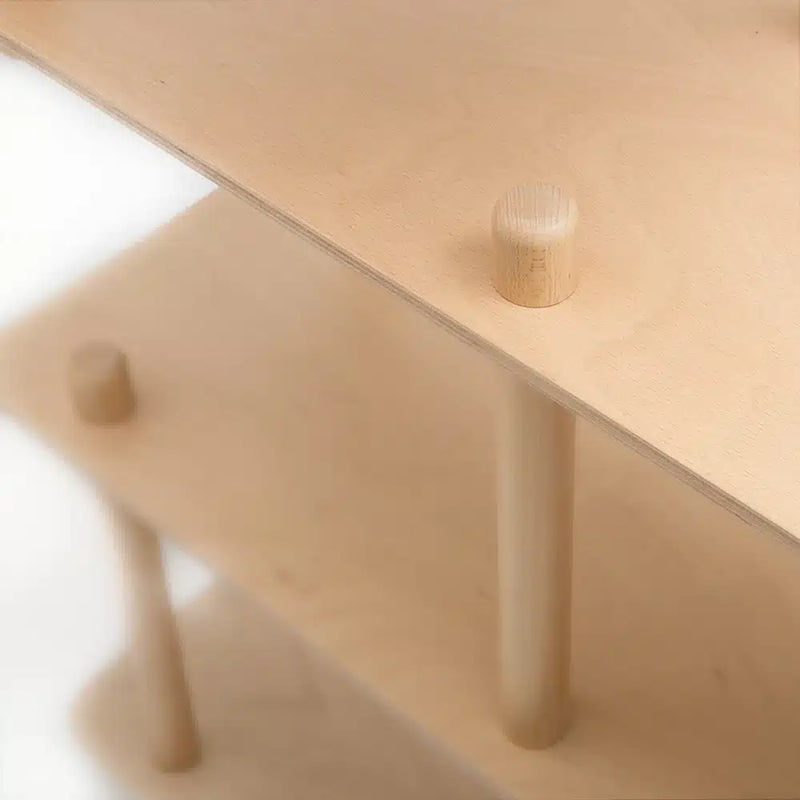 Side profile detail presents the Charlie Crane FILO Bookshelf in natural reflecting refined French design