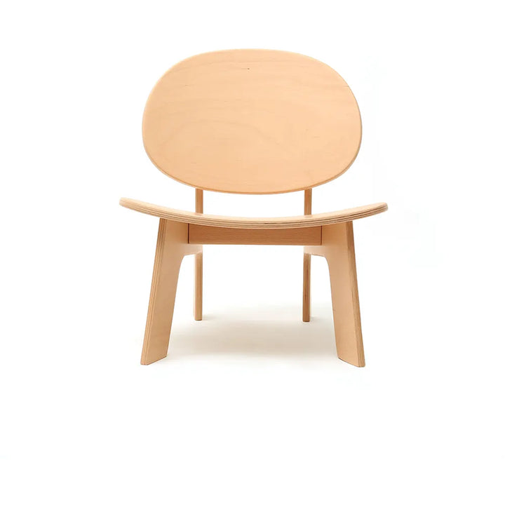 Front profile highlights the HIBO Chair by Charlie Crane in natural crafted from wooden materials