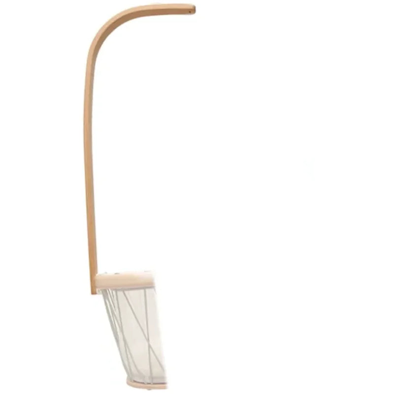 Angled nursery view shows the Charlie Crane KANO Bed Arrow in natural as a midcentury modern bed canopy