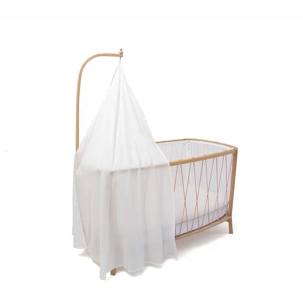 Front profile highlights the KANO Bed Arrow by Charlie Crane in natural crafted from wooden materials