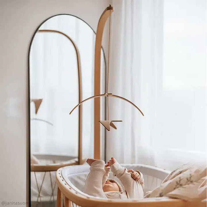 Elegant bedroom vignette highlights the KANO Bed by Charlie Crane in natural with a natural finish