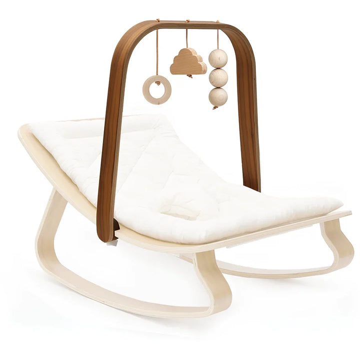 charlie crane sustainable european walnut wood baby mobile for levo baby rocker 