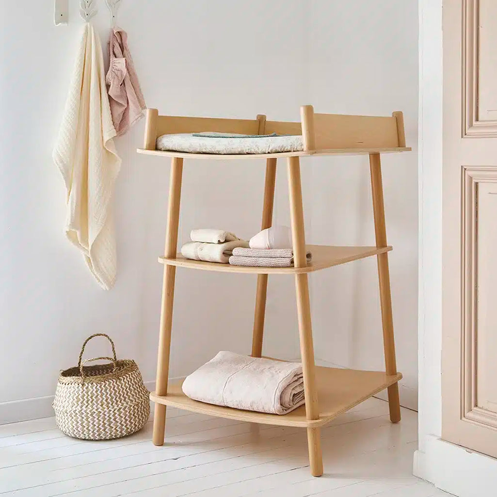bathroom with natural wooden modern charlie crane pago baby diaper changing table 