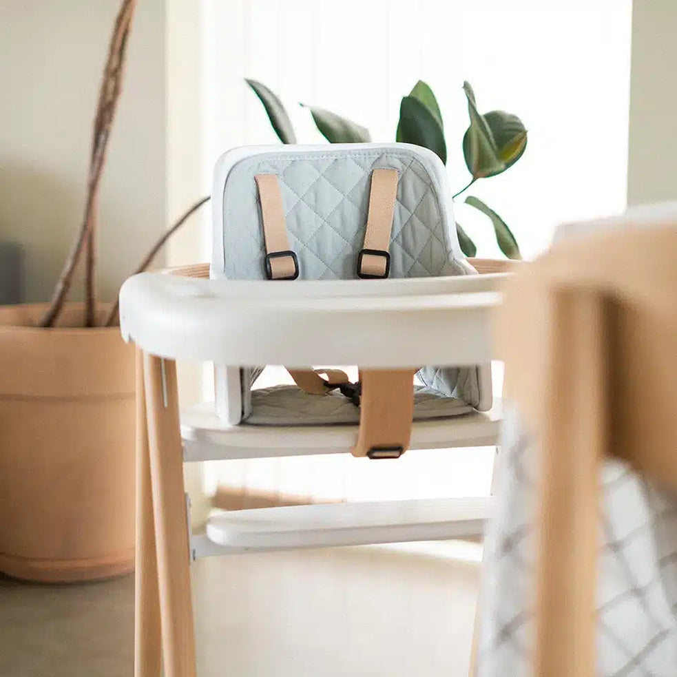 farrow blue charlie crane tobo highchair baby set with gray blue cushion 