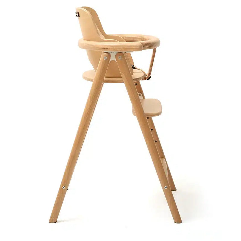 side view of tobo high chair charlie crane natural wooden highchair for baby 