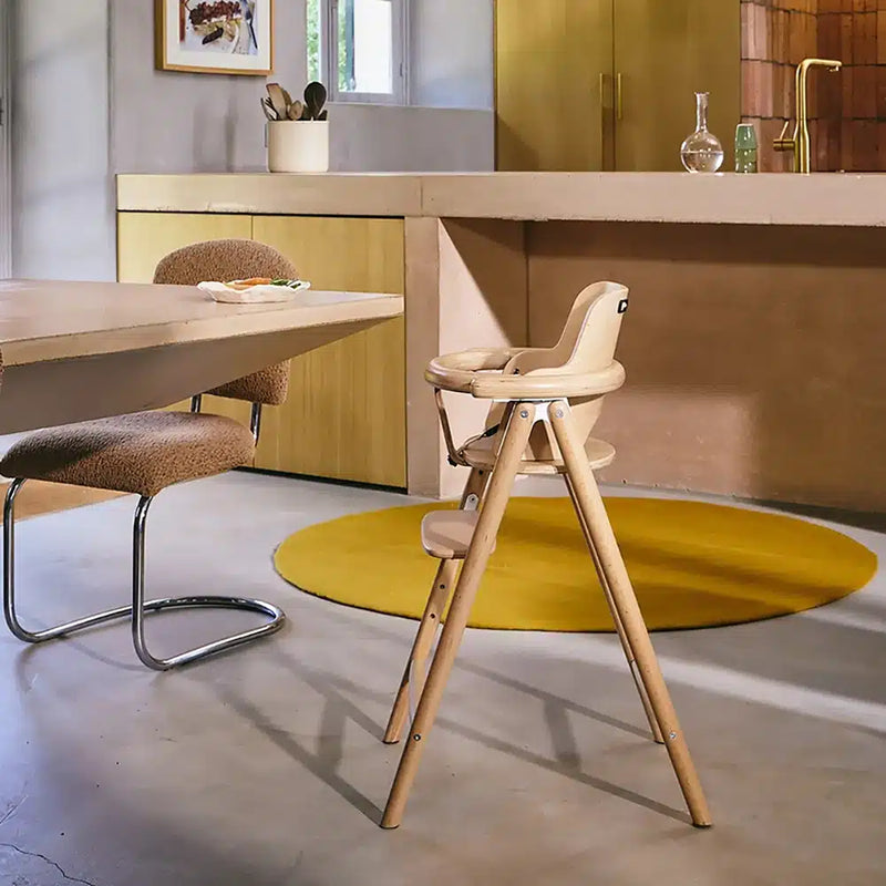 mid century kitchen showcasing the modern design of the charlie crane tobo highchair