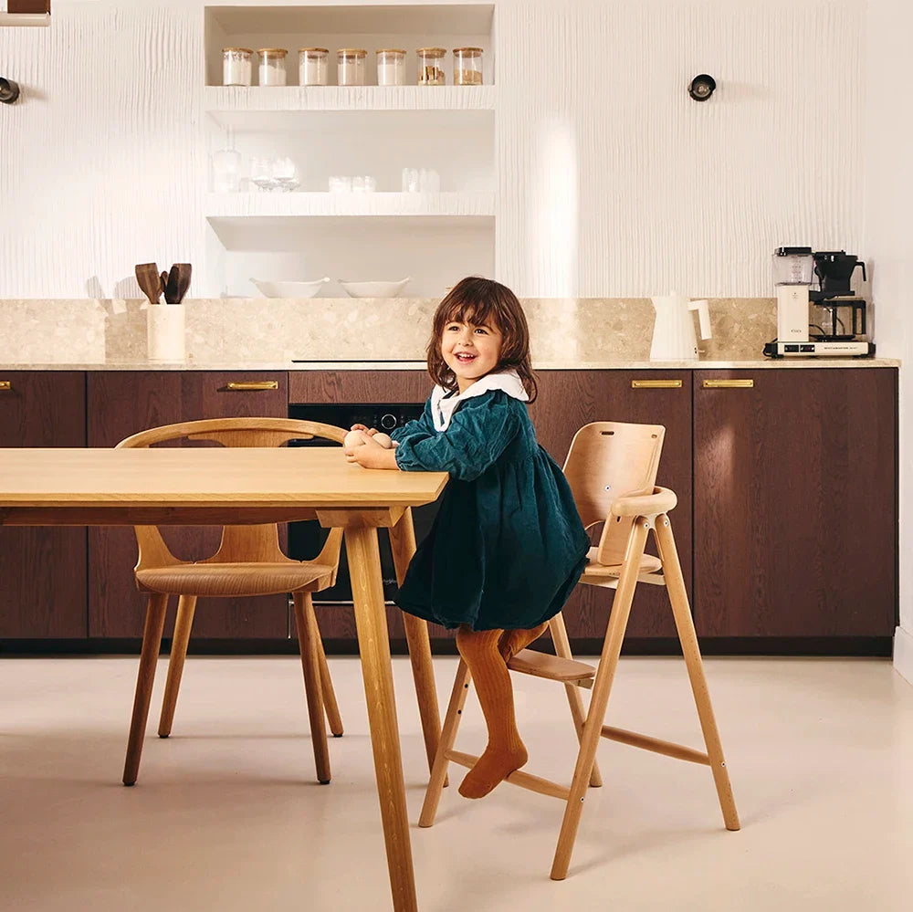Charlie Crane TOBO wooden high chair in Natural, grows from baby high chair to adult dining chair
