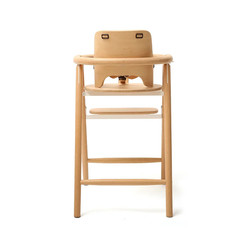 Back view of the Natural TOBO High Chair and Baby Set Kit by Charlie Crane, solid European beech