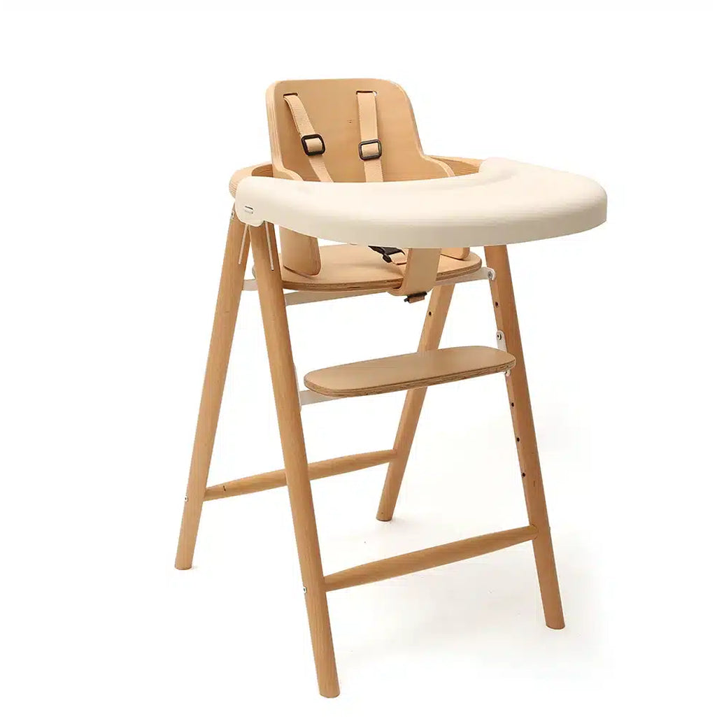 natural wood charlie crane tobo highchair with matching baby set and tray