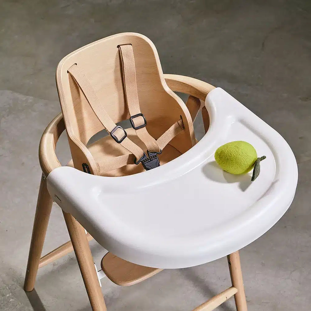 wooden tobo charlie crane french designed high chair and white detachable tray with pear 