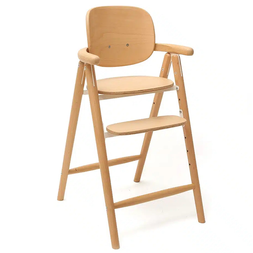 hero shot of newborn safe charlie crane tobo wooden modern high chair