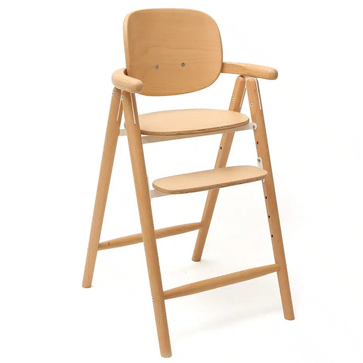 hero shot of newborn safe charlie crane tobo wooden modern high chair