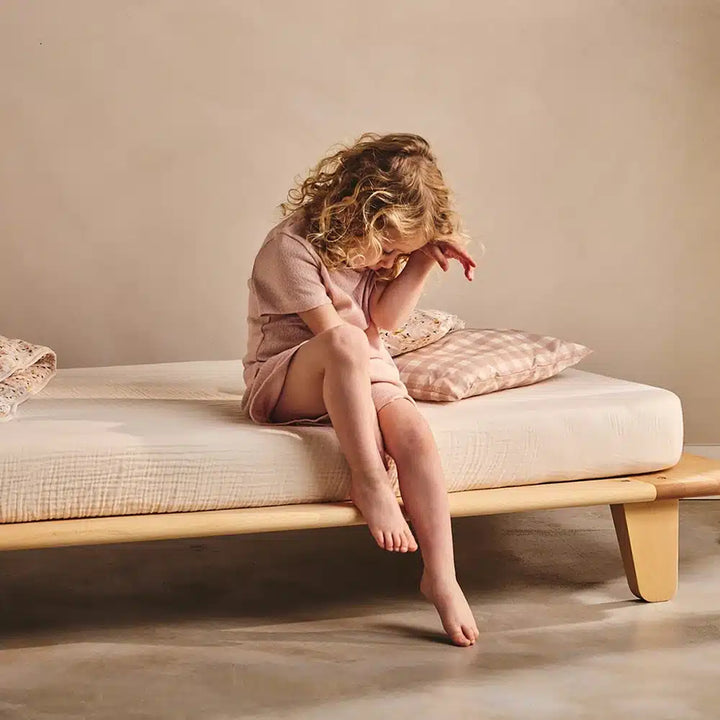 sleepy child waking up on charlie crane yomi low top the ground kids safe junior bed