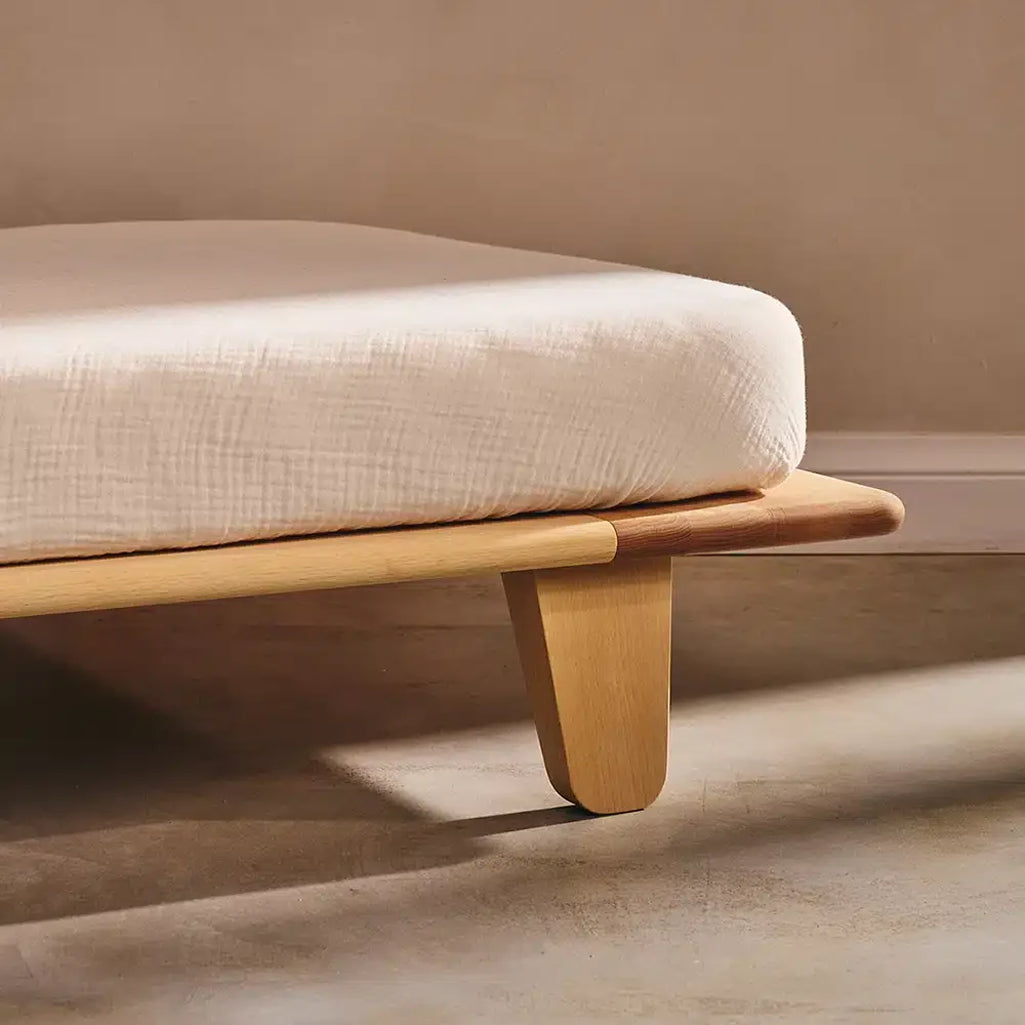 corner of wooden childrens charli crane bed frame yomi with soft, rounded edges for minmalist kidss bedroom 