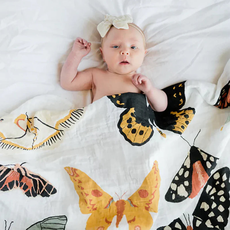 Clementine Kids butterfly collector newborn swaddle blankets