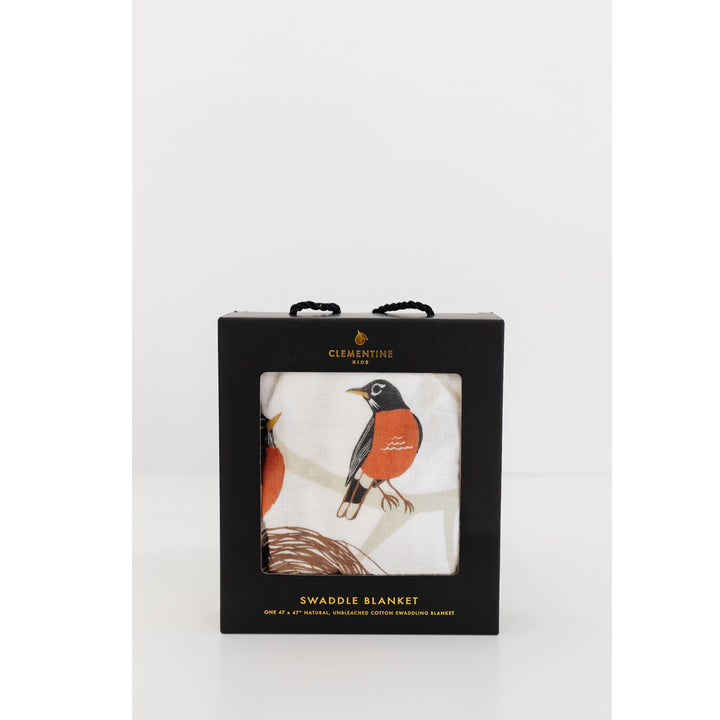 Clementine Kids For The Birds Swaddle created with lightweight muslin baby blankets.