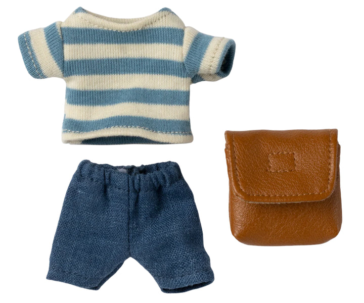 Maileg Clothes and Bag for Big Brother Mouse in Brown – brown outfit set with bag for Maileg Big Brother mouse doll