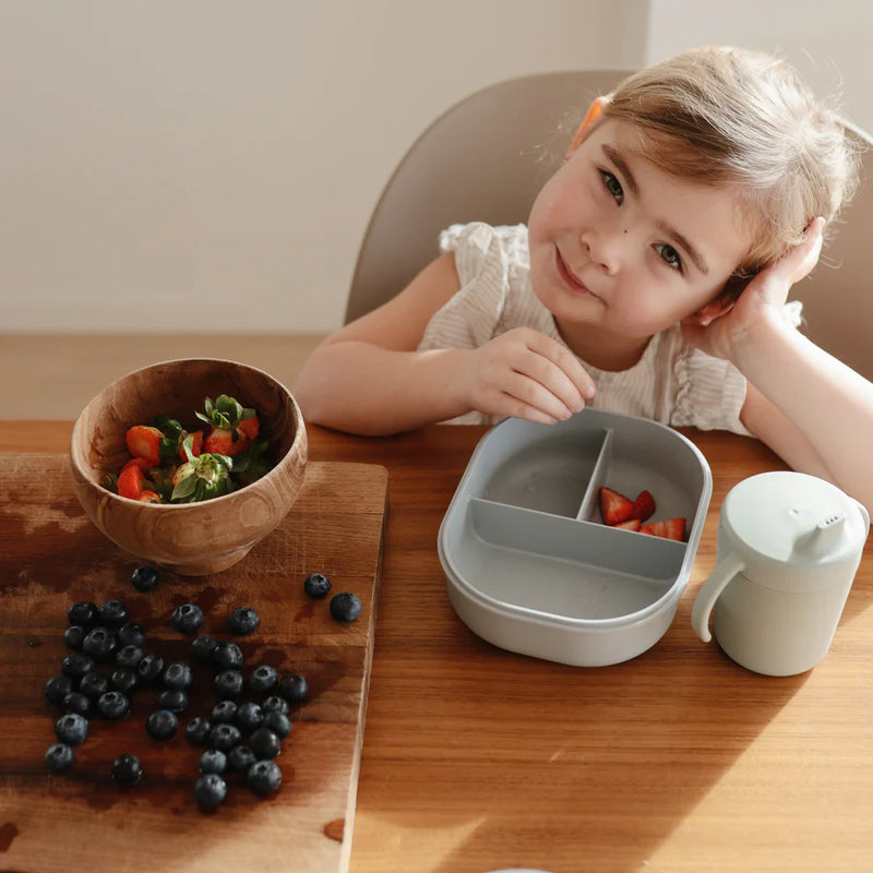 Mushie Bento Box for Kids designed to make lunchtime easier with easy-to-clean compartments and a perfect fit for your child