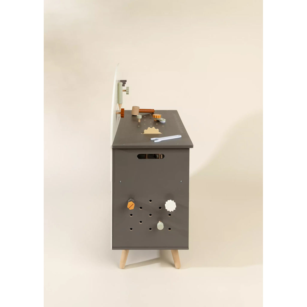 Coco Village toys, pretend play wooden work bench 