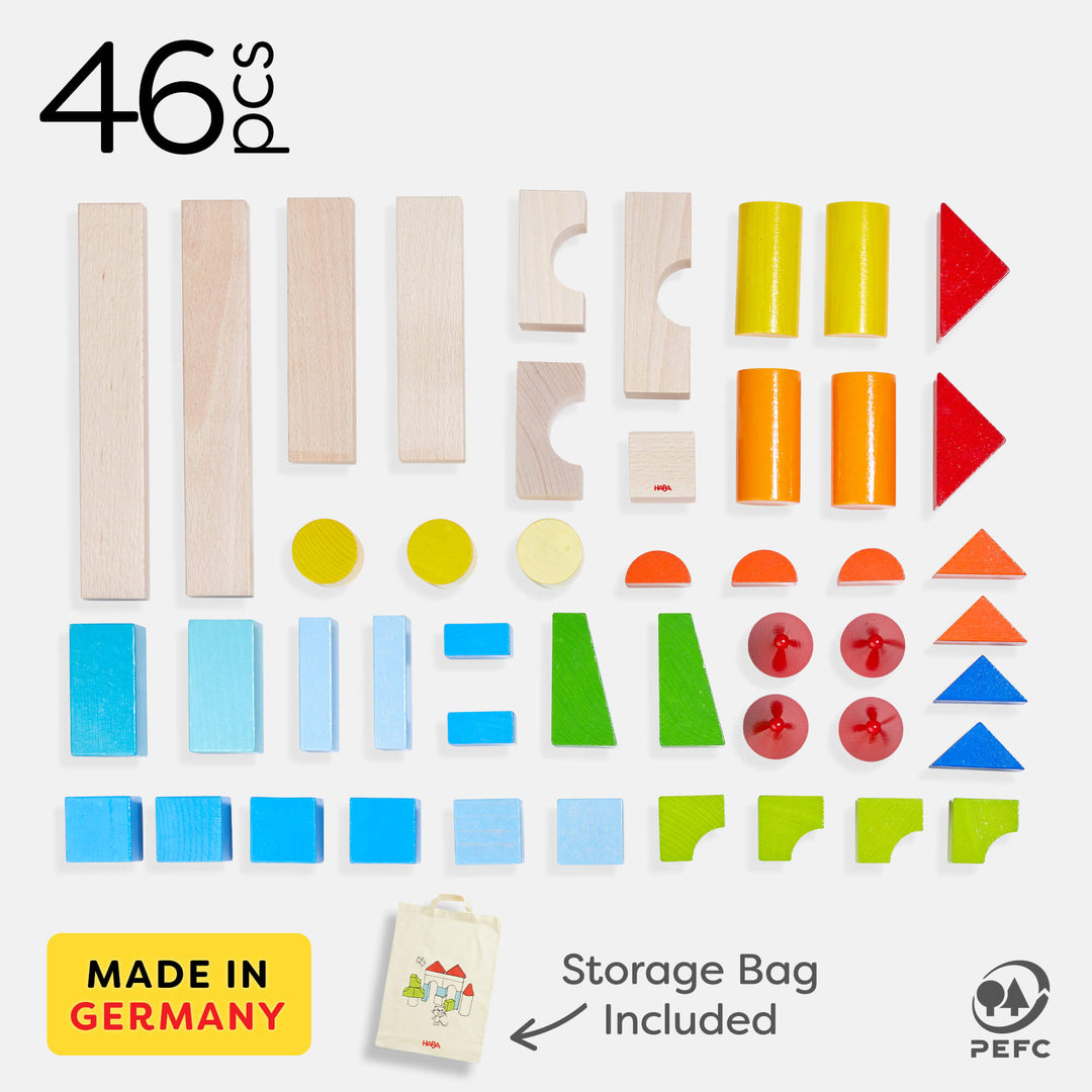 Build, sort, and explore with HABA Colored Wooden Building Blocks, a playful educational wood toy.