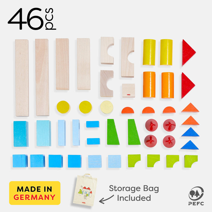 Build, sort, and explore with HABA Colored Wooden Building Blocks, a playful educational wood toy.