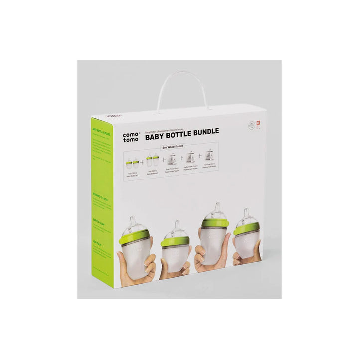 Comotomo bottle bundle 4-pack green with anti-colic design