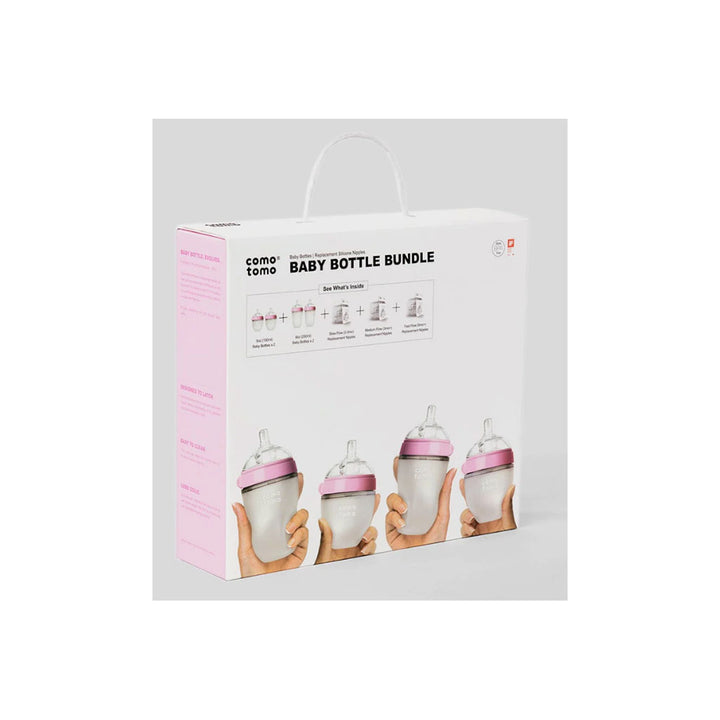 Comotomo bottle bundle 4-pack pink baby bottles for breastfeeding support