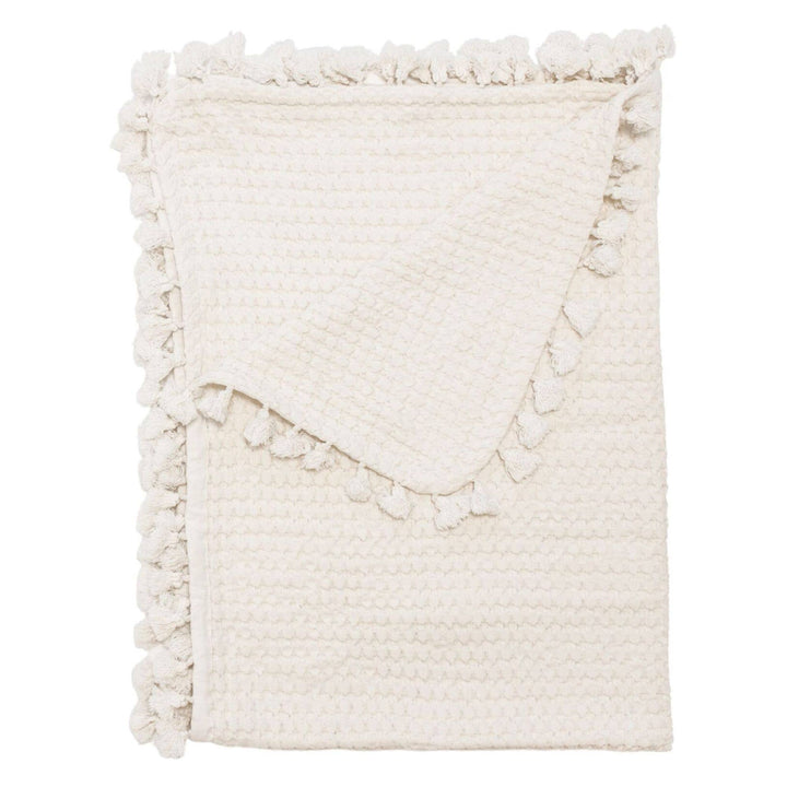 crane baby birch waffle knit tassel baby blanket 