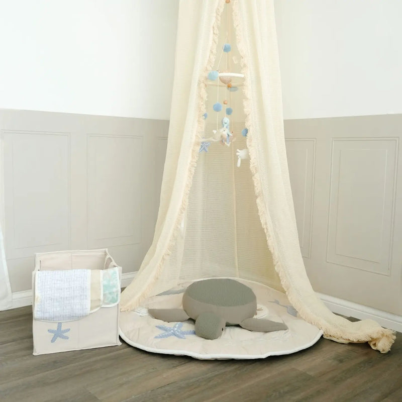 soft knit turtle stuffed animal toy designed as a part of crane baby ocean decor 