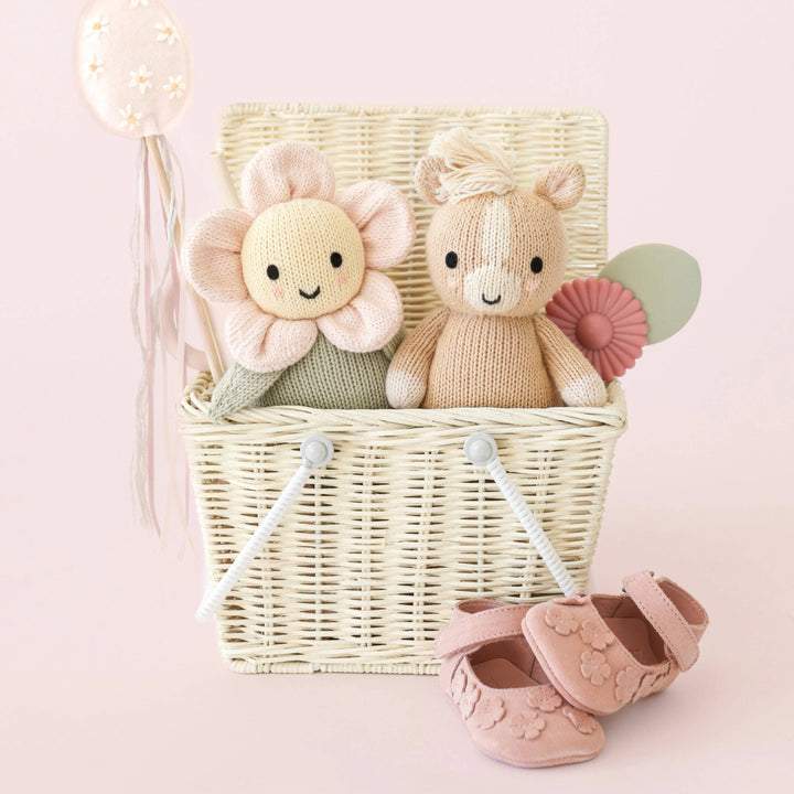 Cuddle + Kind Baby Animals Blush Daisy stuff animal in soft colors, ideal for comforting little ones