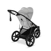 CYBEX AviSpin Fog Grey jogging stroller with reclining seat.