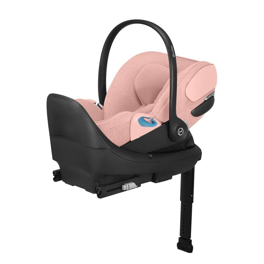 Cybex Cloud T Infant Car Seat in Pink—twin stroller with infant car seats for growing families.