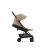 Matte Black + Mirage Grey Cybex Coya stroller, designed for effortless travel.