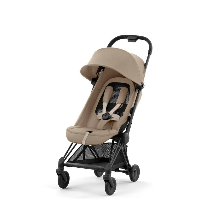 Travel-friendly Cybex Coya stroller in Grey, ideal for trips with an infant.