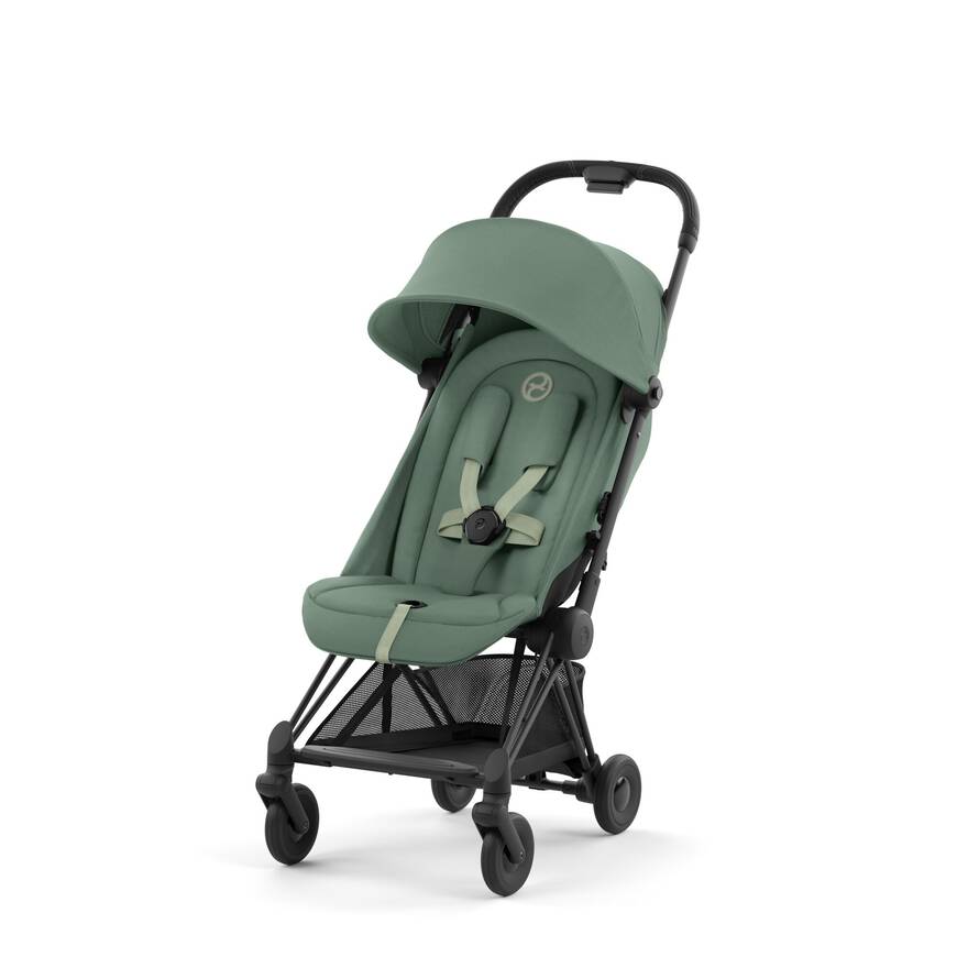 Cybex Coya in Matte Black + Off White, offering elegance in travel strollers.