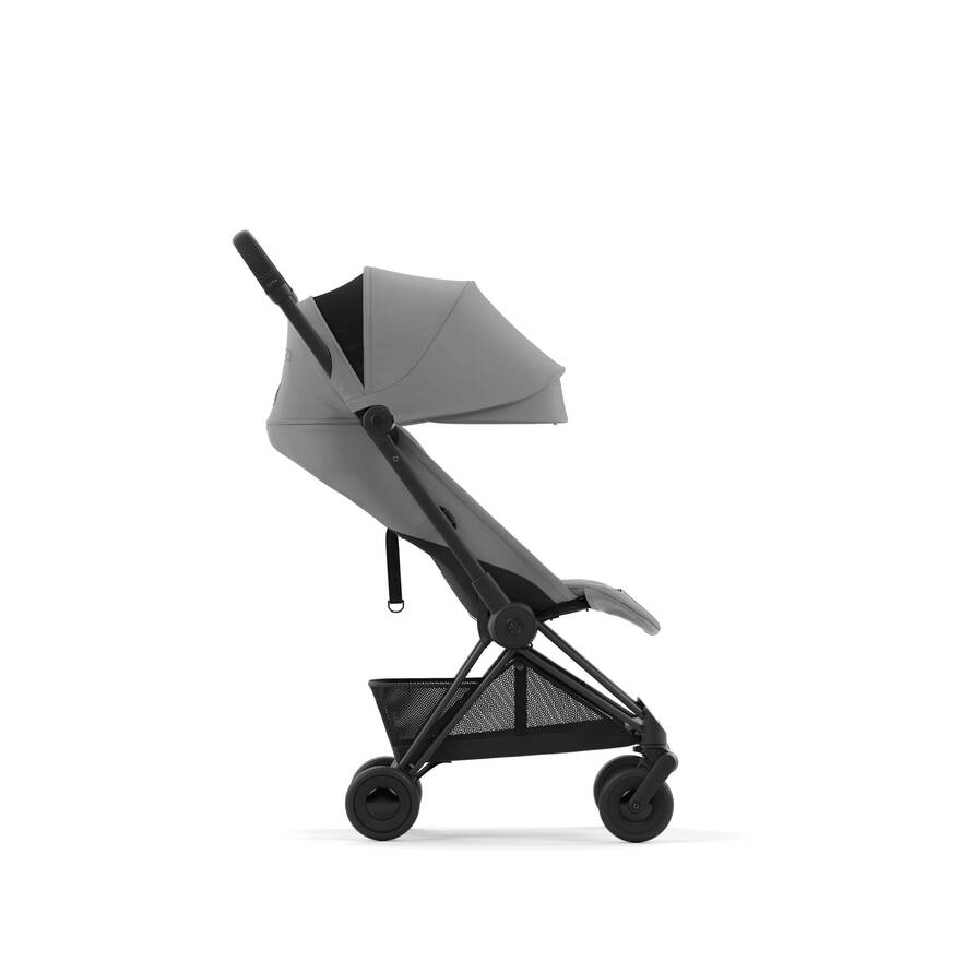 Matte Black + Sepia Black Cybex Coya, the best stroller for a sophisticated travel system.