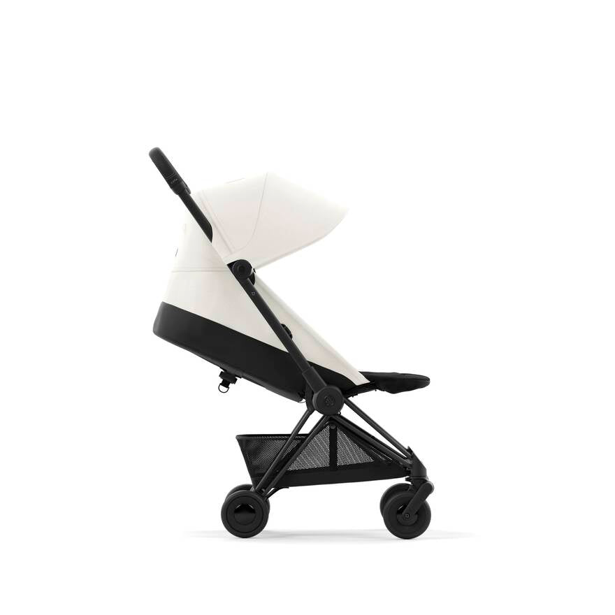 Chrome Dark Brown + Sepia Black Cybex Coya, a versatile travel stroller with a bold look.