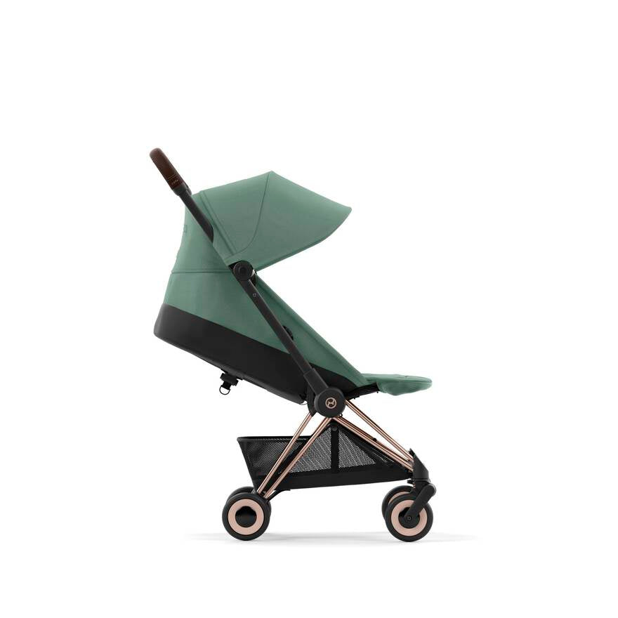 Gray Cybex Coya stroller, designed for stress-free travel with your baby.