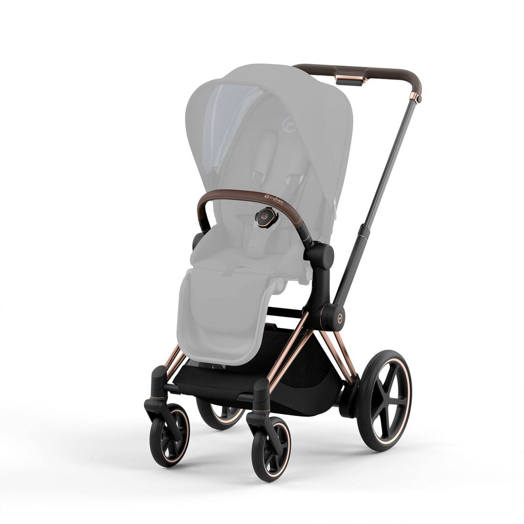 CYBEX e-Priam frame in Brown, a sophisticated and warm-toned stroller frame option.