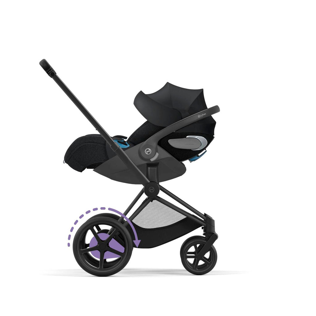 CYBEX e-Priam frame in Black, a high-quality stroller frame that exudes sophistication.