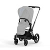 CYBEX e-Priam frame in Chrome Black, a high-end frame for a luxury stroller experience.