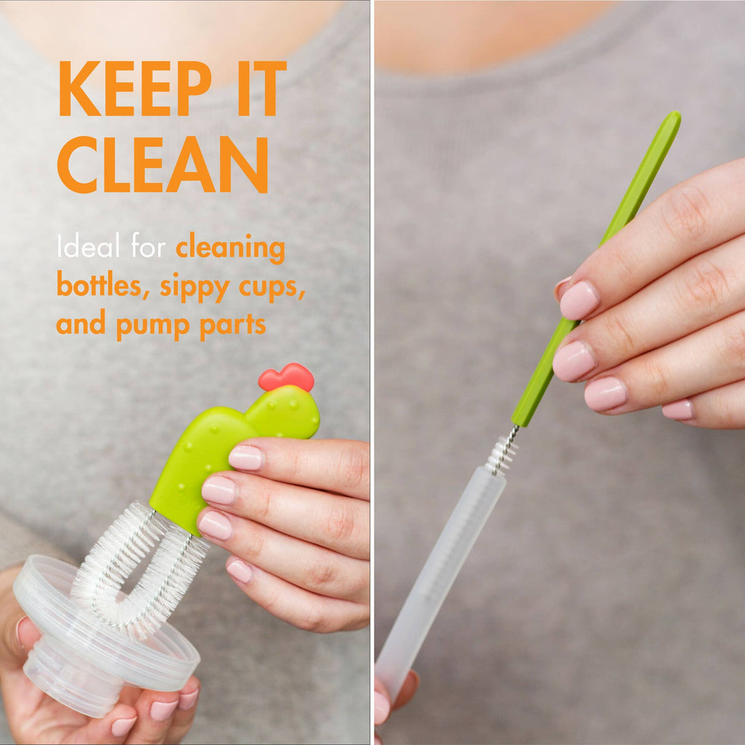 Boon Cacti nipple brush and bottle brush set in Green for baby feeding cleanup
