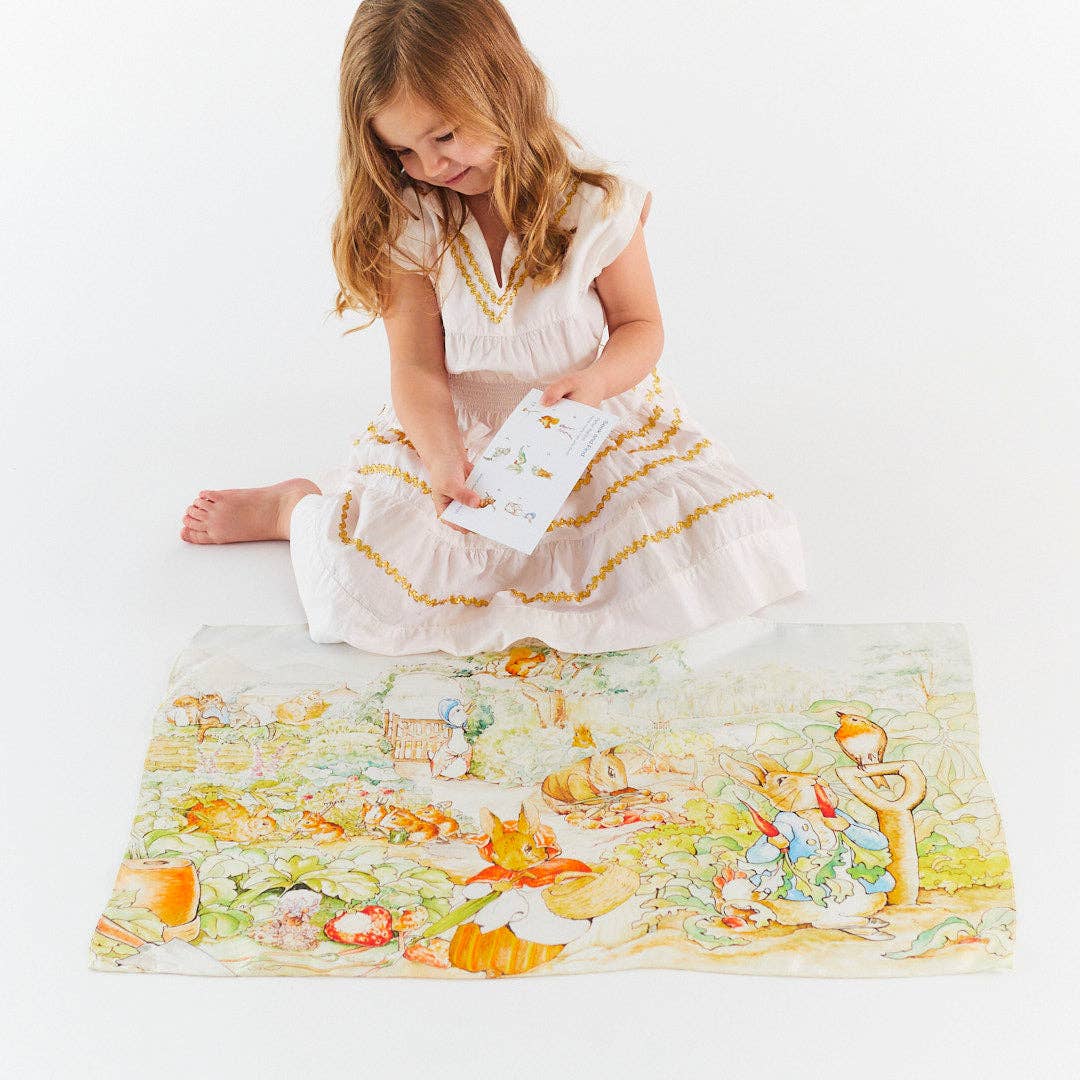 whimsical rabbit garden watercolor illustration playsilk by sarahs silks 